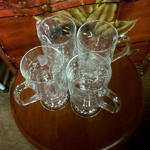 ☕️Set of 4 Princess House Heritage Etched Crystal Irish Coffee Pedestal.
